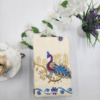 Traditional South Indian Cotton Saree in Off white colour with violet and Gold Border Eljoys Fashion