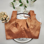 Brocade blouse with embedded floral design in Gold and light red shade sleeveless Free size Eljoys Fashion