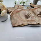 Brocade Silk blouse in chocolate and golden color with sleeve Eljoys Fashion