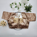 Brocade Silk blouse in chocolate and golden color with sleeve Eljoys Fashion