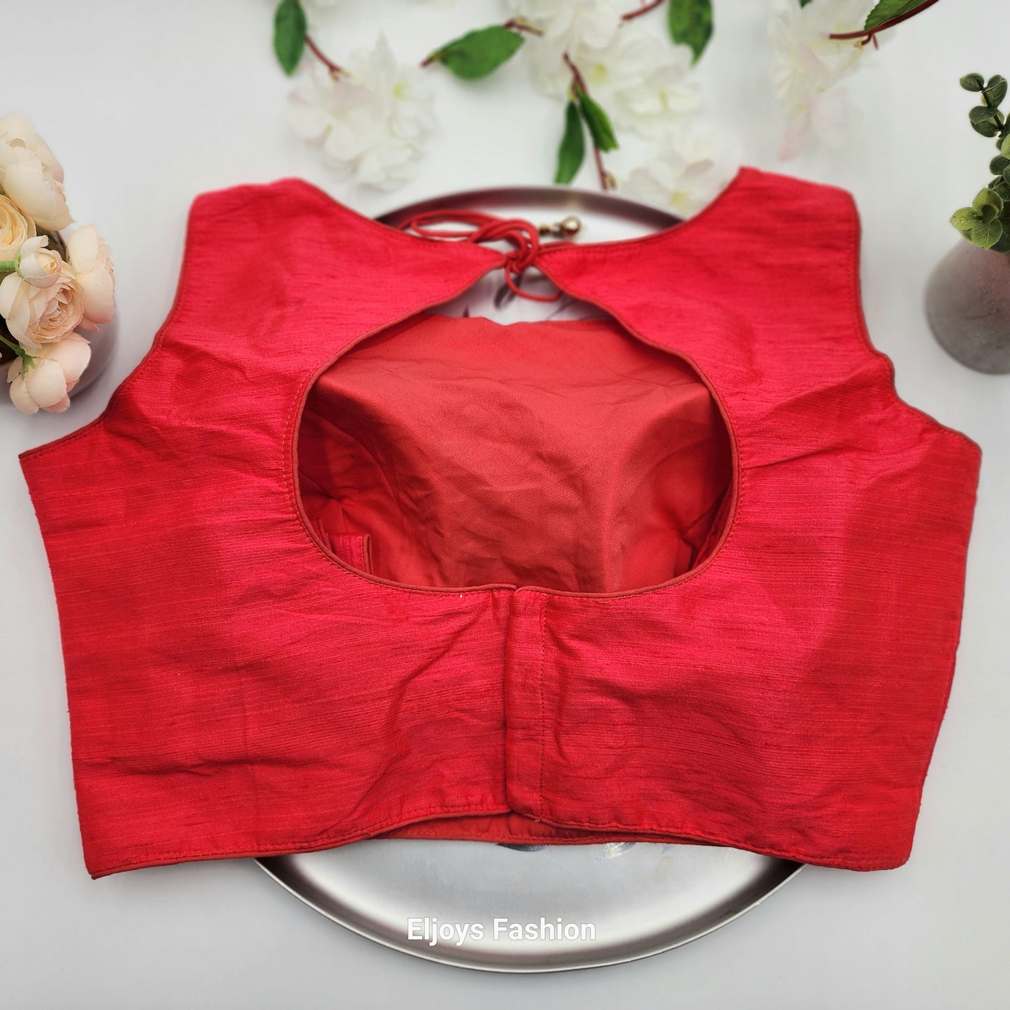 Blouse sleeveless with attachable sleeves Red 38 to 40