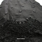 Chiffon saree with sequence and bead work Black Eljoys Fashion