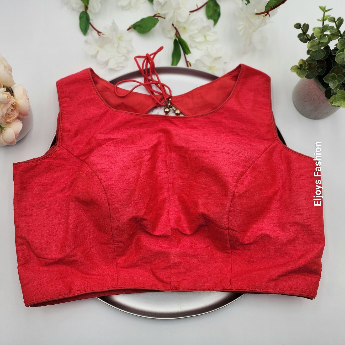 Blouse sleeveless with attachable sleeves Red 38 to 40