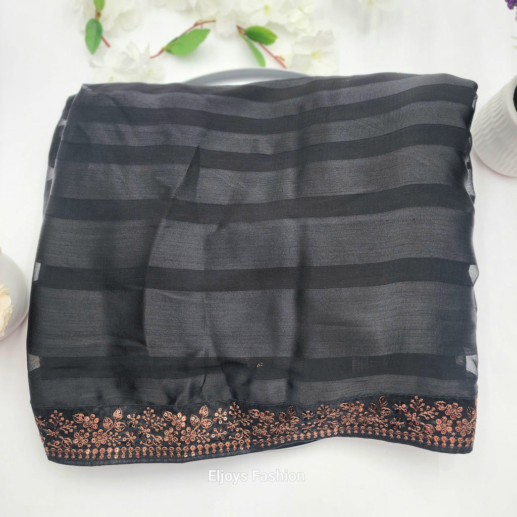 Silk Pattern Bollywood party wear Indian Saree Black 1119