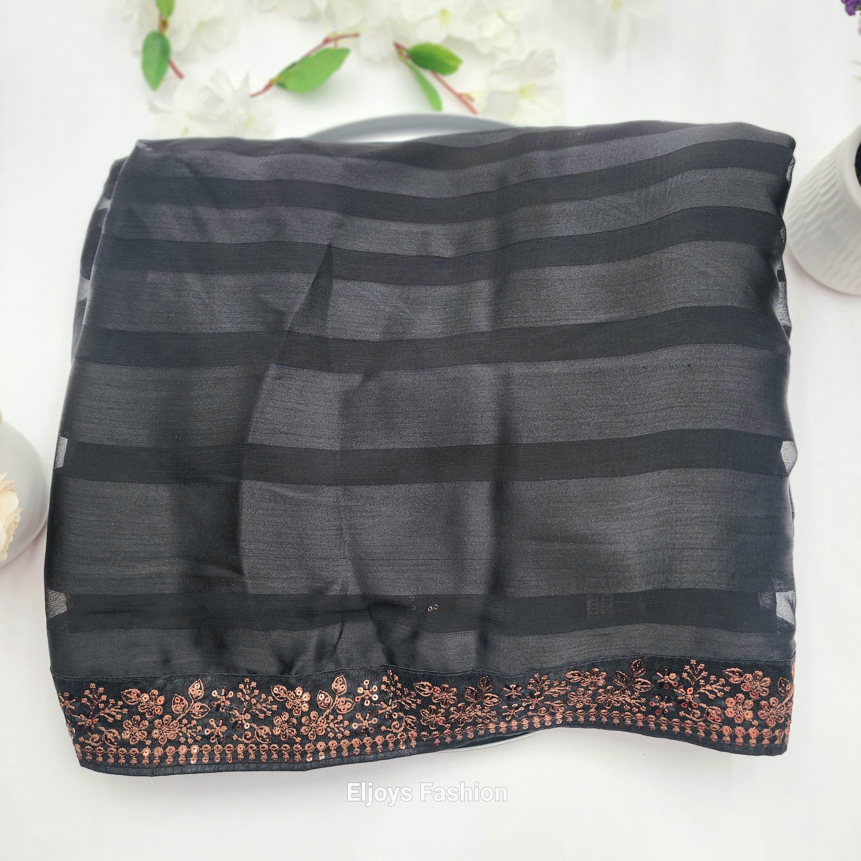 Silk Pattern Bollywood party wear Indian Saree Black 1119