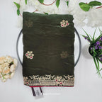 Pure Soft Silk and Fancy Fabric Designer Embroidery Work Saree - Dark Green 1118