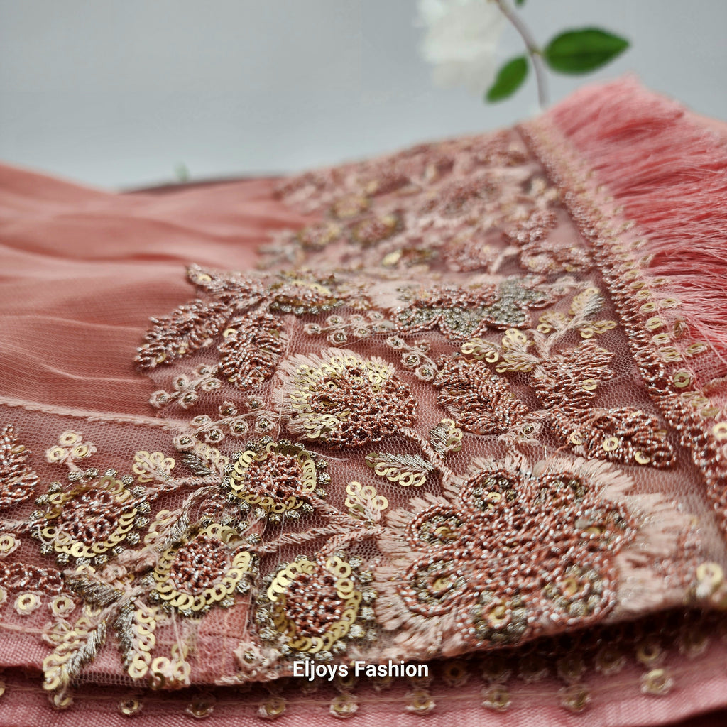 Bollywood Designer Fancy Partywear Saree Soft silk - Peach
