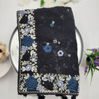 Georgette Saree - bead work and embroidery Black 1120