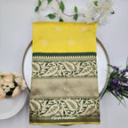 Soft Lichi Silk Designer Saree Yellow 1112