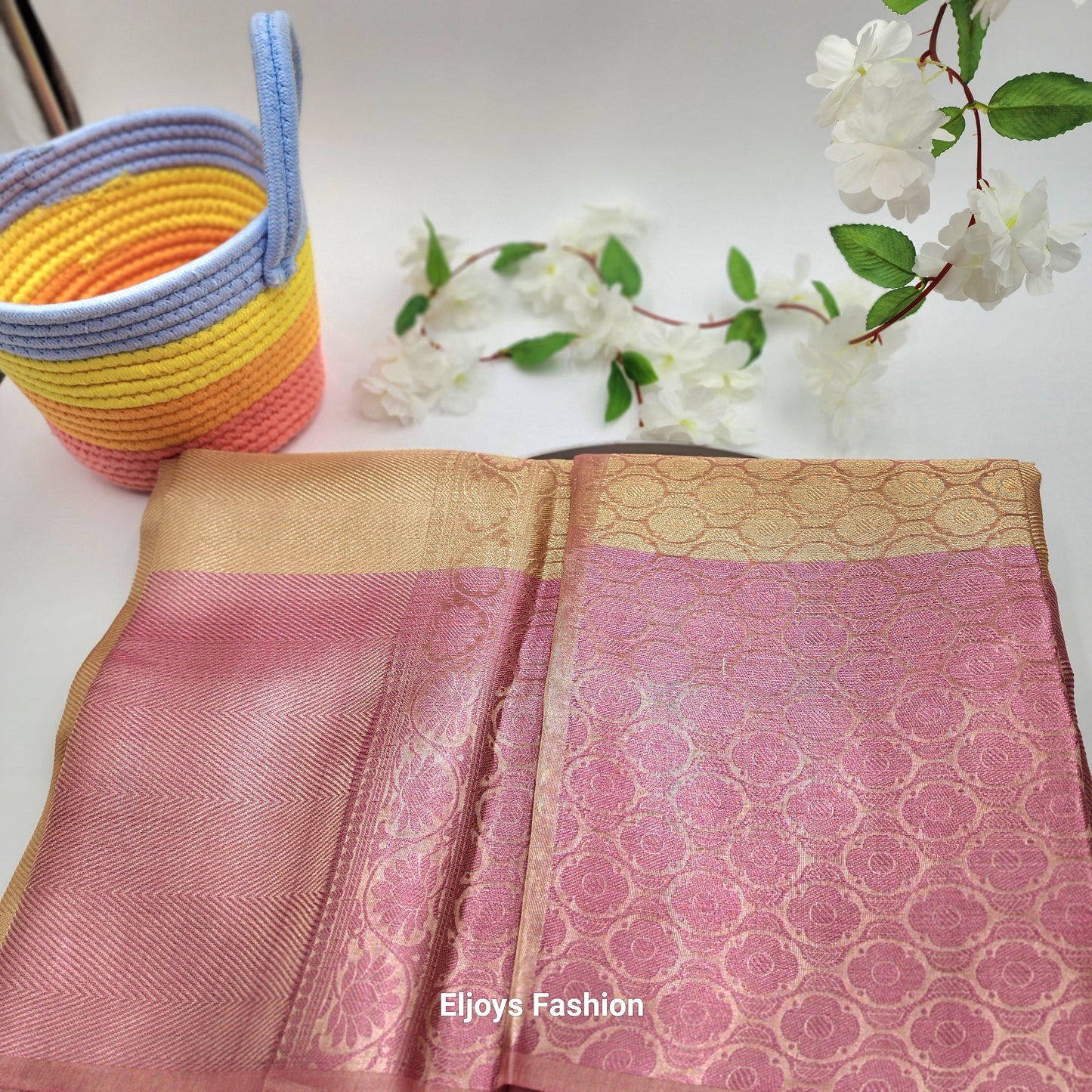 Indian Semi Silk saree - Inspired by Jyothika  Ambani wedding  Baby pink