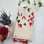 Tissue Silk South Indian Saree with stunning black and red combo floral design Eljoys Fashion