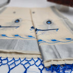 Tissue silk saree Silver and blue coverts design with blue silver floral borders Eljoys Fashion