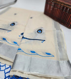 Tissue silk saree Silver and blue coverts design with blue silver floral borders Eljoys Fashion
