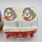 Tissue Silk Saree Peacock design red black and silver Combo Eljoys Fashion