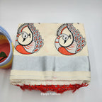 Tissue Silk Saree Peacock design red black and silver Combo Eljoys Fashion