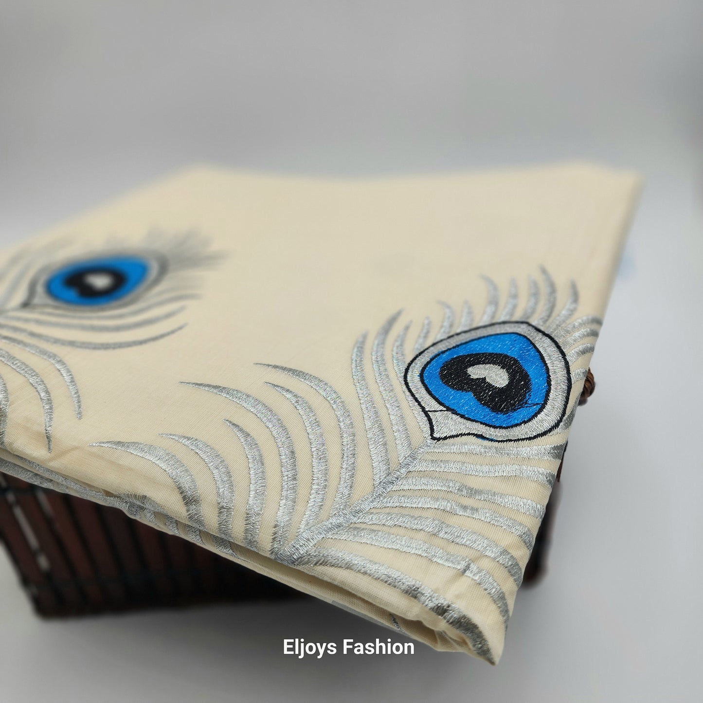 Tissue Silk saree with covert design and Silver borders in stunning  silver ,Blue and black color combination