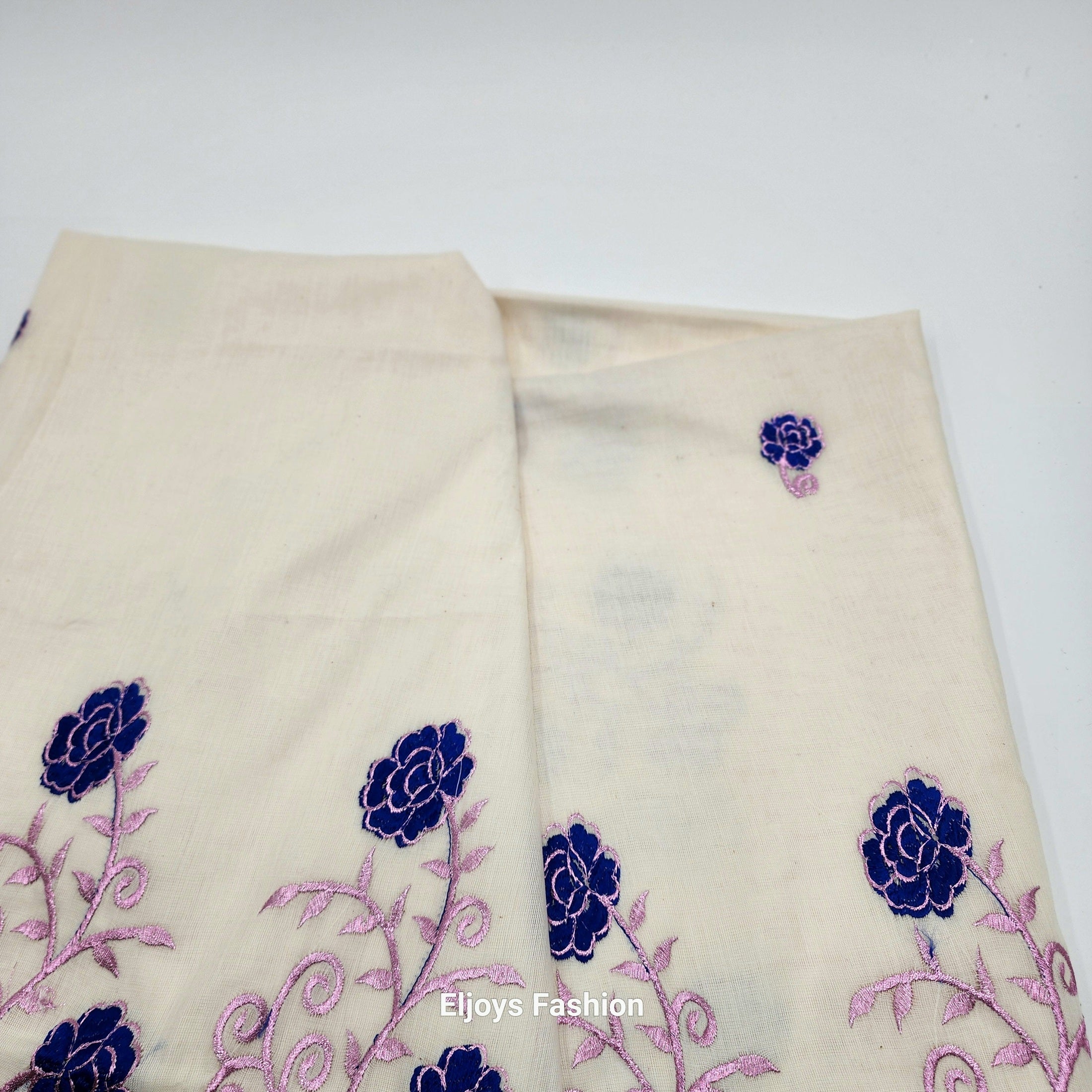 Tissue silk Saree in floral design violet and pink combination with silver lining Eljoys Fashion