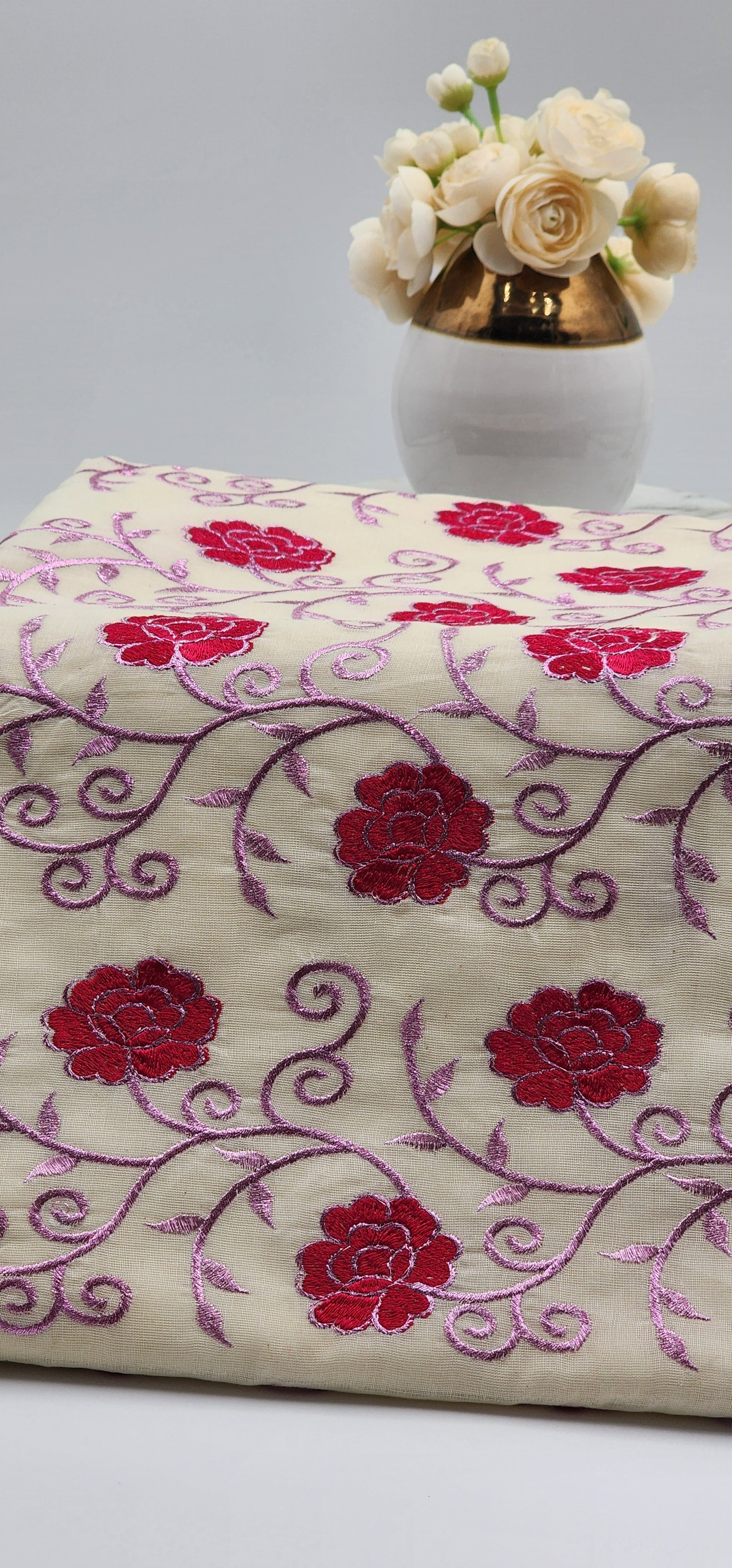 Tissue silk Saree in floral design violet and lavender hue with Silver lining Eljoys Fashion