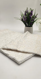 Satin white Saree with bead works 1106