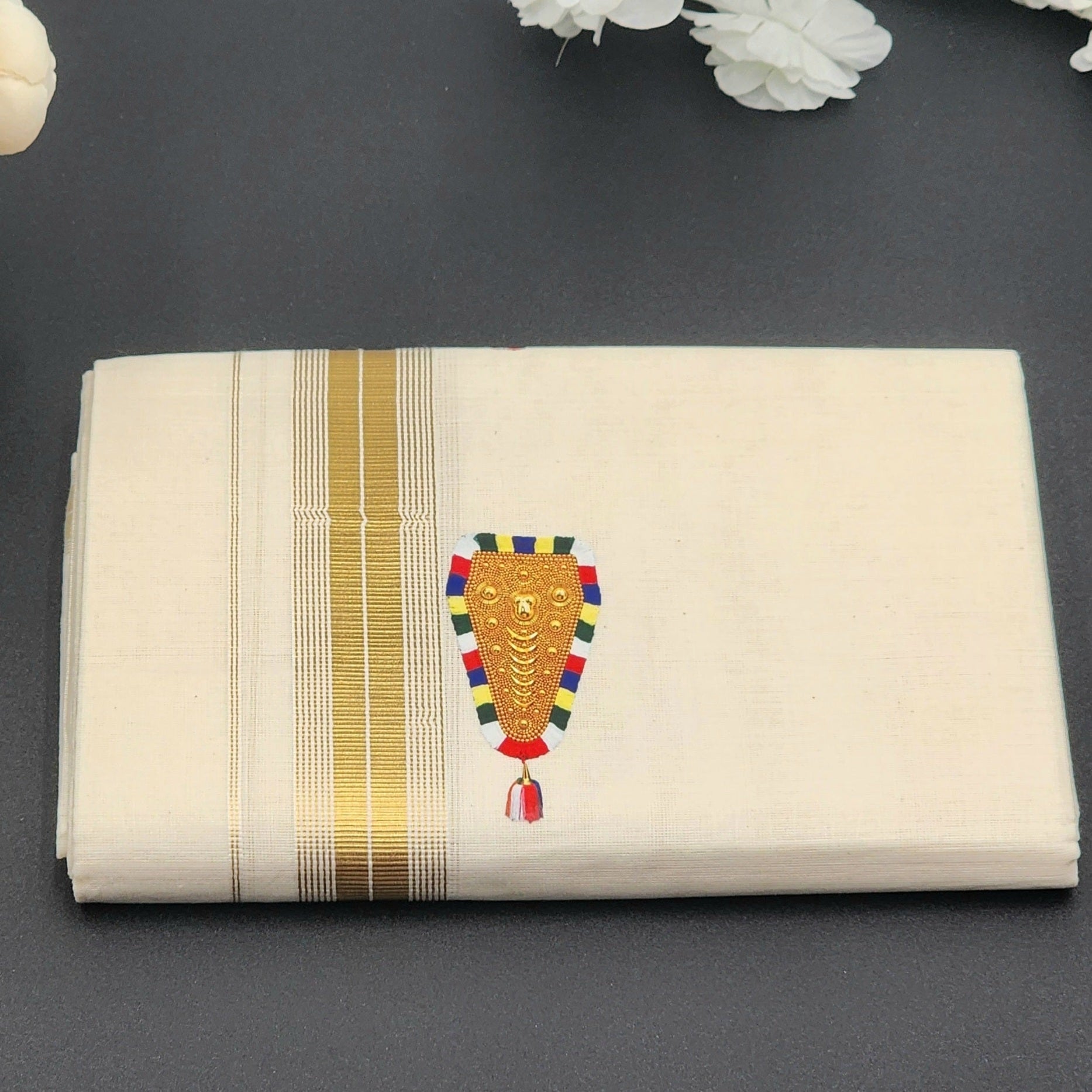 Dhoti Mundu Kerala style Elephant Caparison Nettipattom design