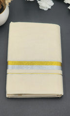 Dhoti Mundu Kerala style Multi Royal gold and Silver medium border Eljoys Fashion