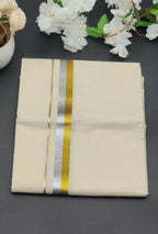 Dhoti Mundu Kerala style Multi Royal gold and Silver medium border Eljoys Fashion
