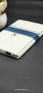 Ramraj Cotton Dhoti blue design border Eljoys Fashion