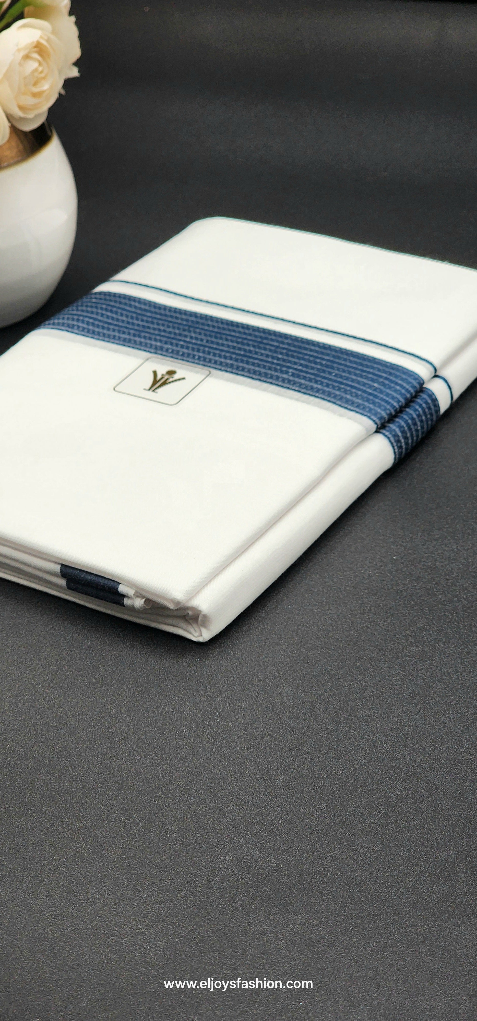 Ramraj Cotton Dhoti blue design border Eljoys Fashion