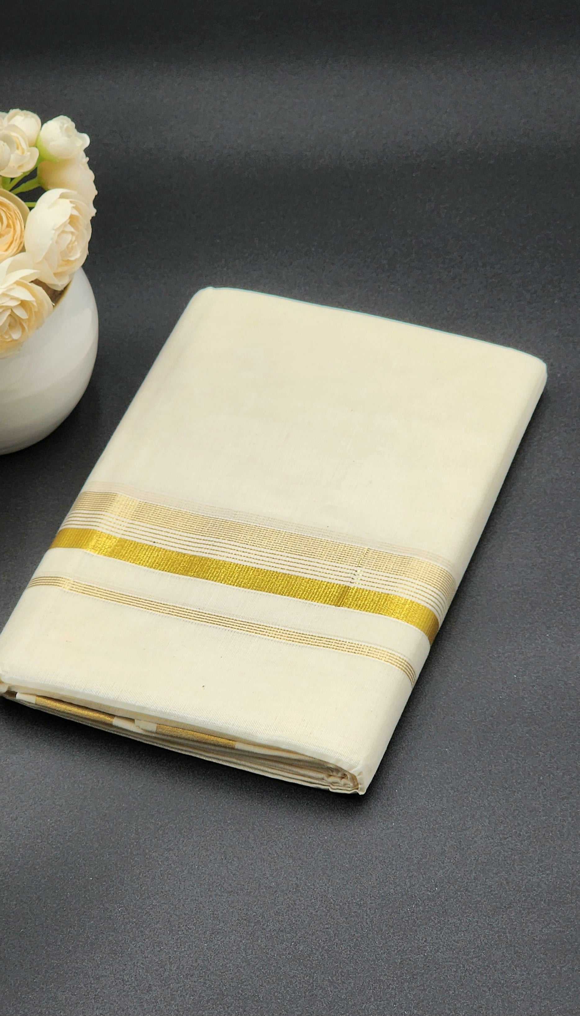 Dhoti Traditional Kerala style with Golden Borders Eljoys Fashion