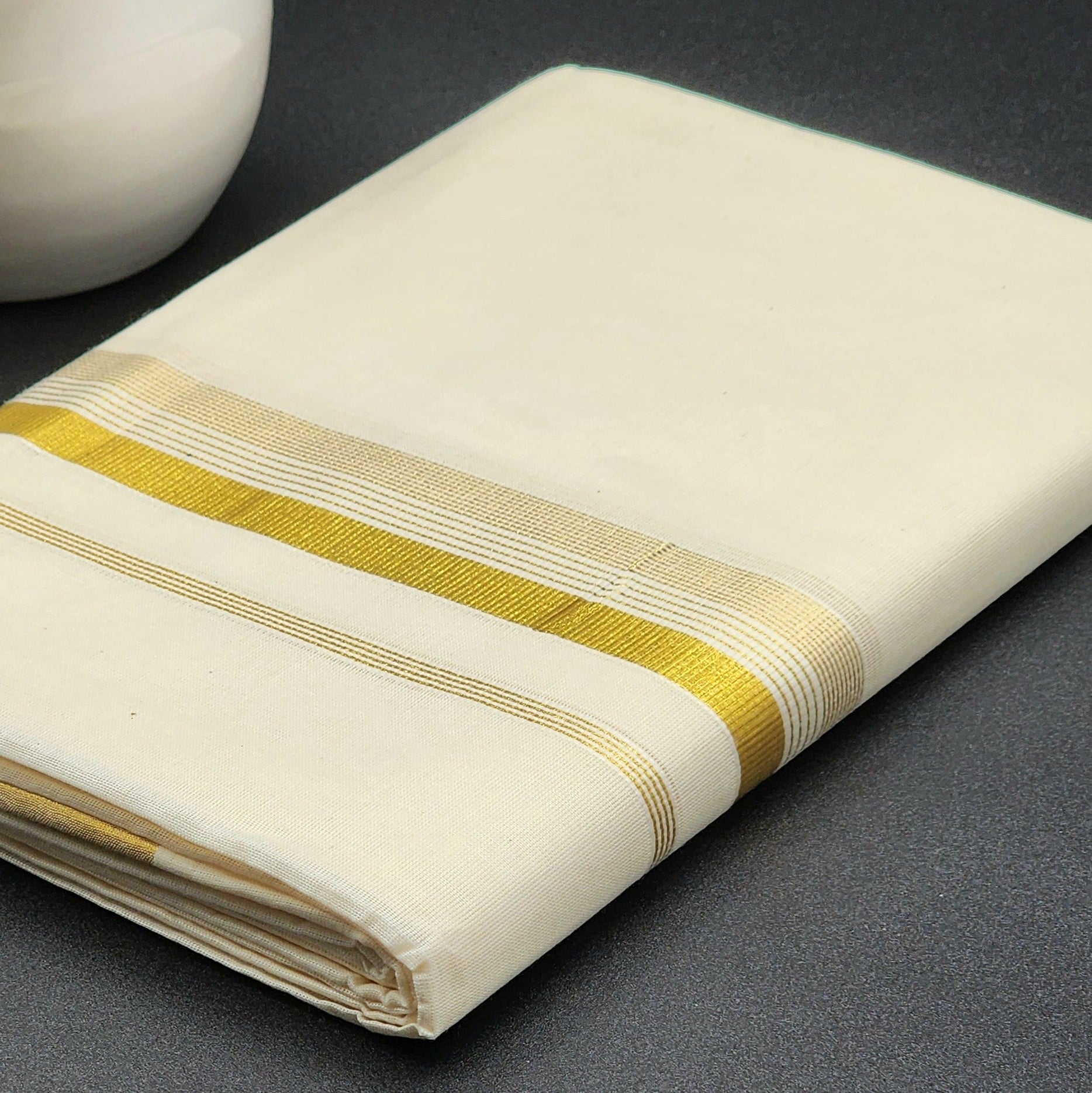 Dhoti Traditional Kerala style with Golden Borders Eljoys Fashion