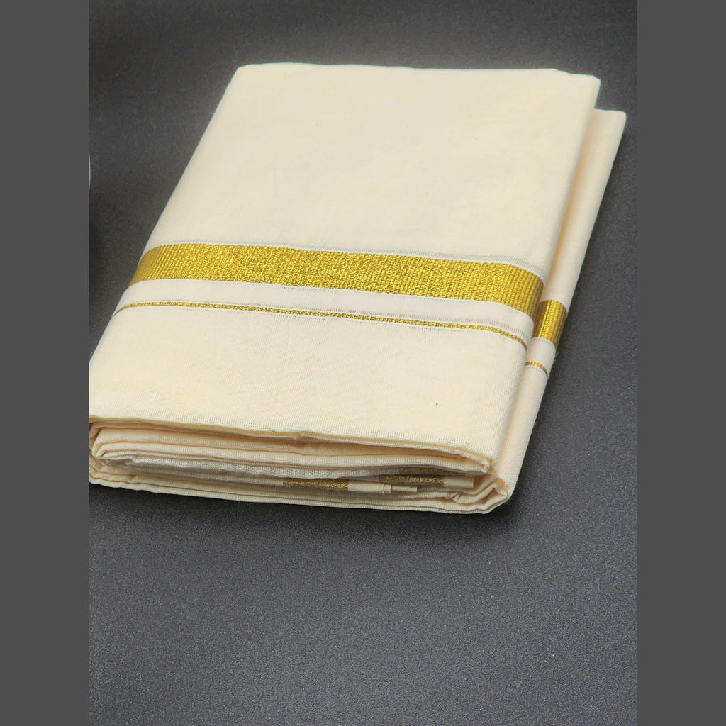 Dhoti Traditional Kerala style with Gold border Eljoys Fashion