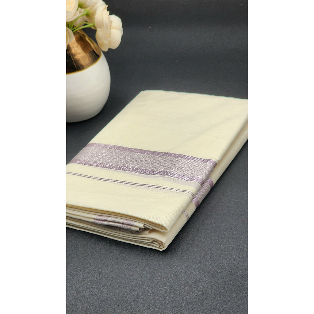 Dhoti Mundu Traditional South Indian style Lavender border Eljoys Fashion