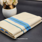 Dhoti Mundu South Indian traditional style with Sky blue, Dark Blue and gold Border Eljoys Fashion