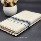 Dhoti Mundu South Indian traditional style with Grey,black and white line border Eljoys Fashion