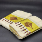 Set Mundu Brown shell design and Thick gold border design Eljoys Fashion