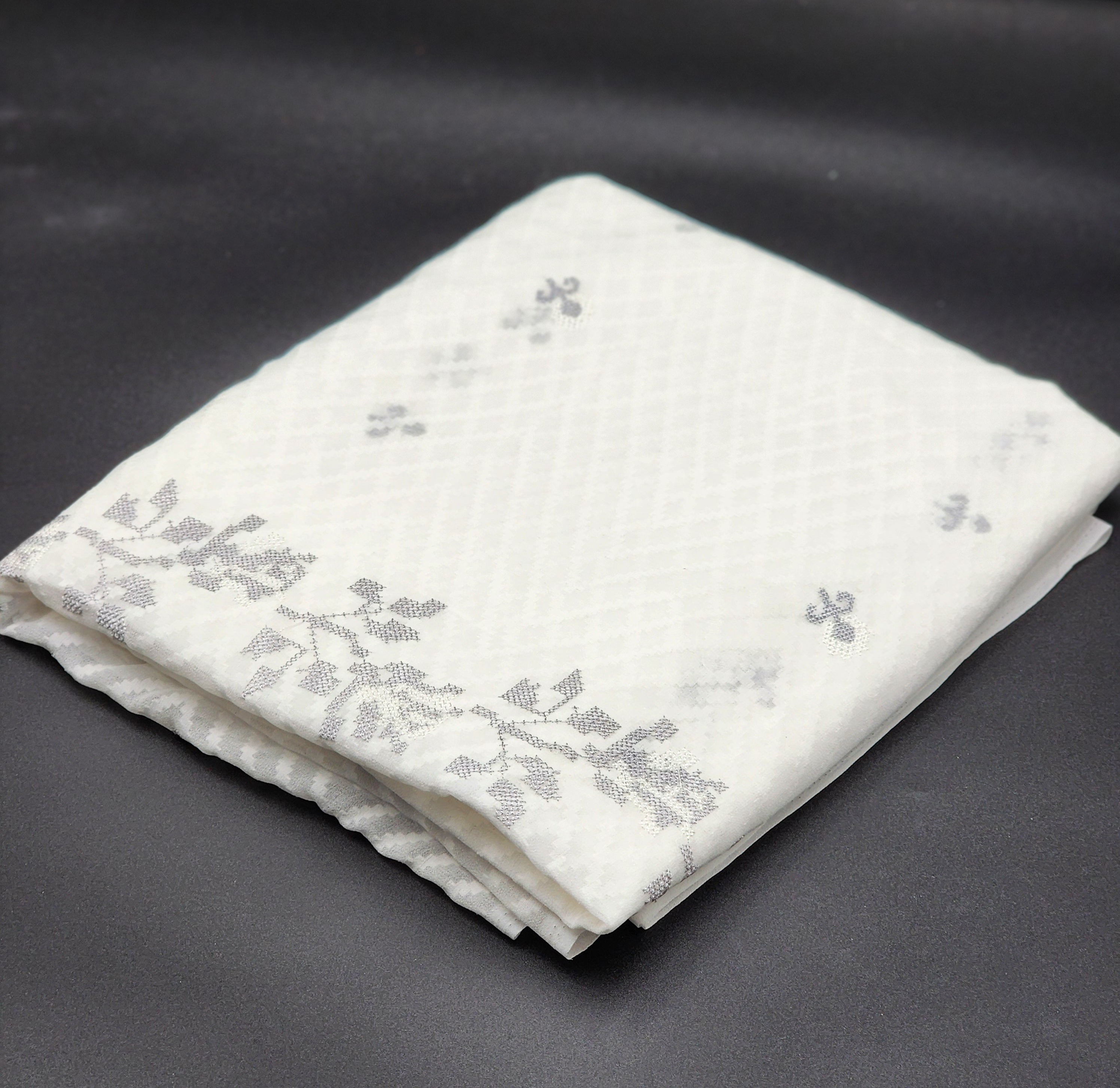 Brasso Saree in white with Embroidery works 1102 Eljoys Fashion