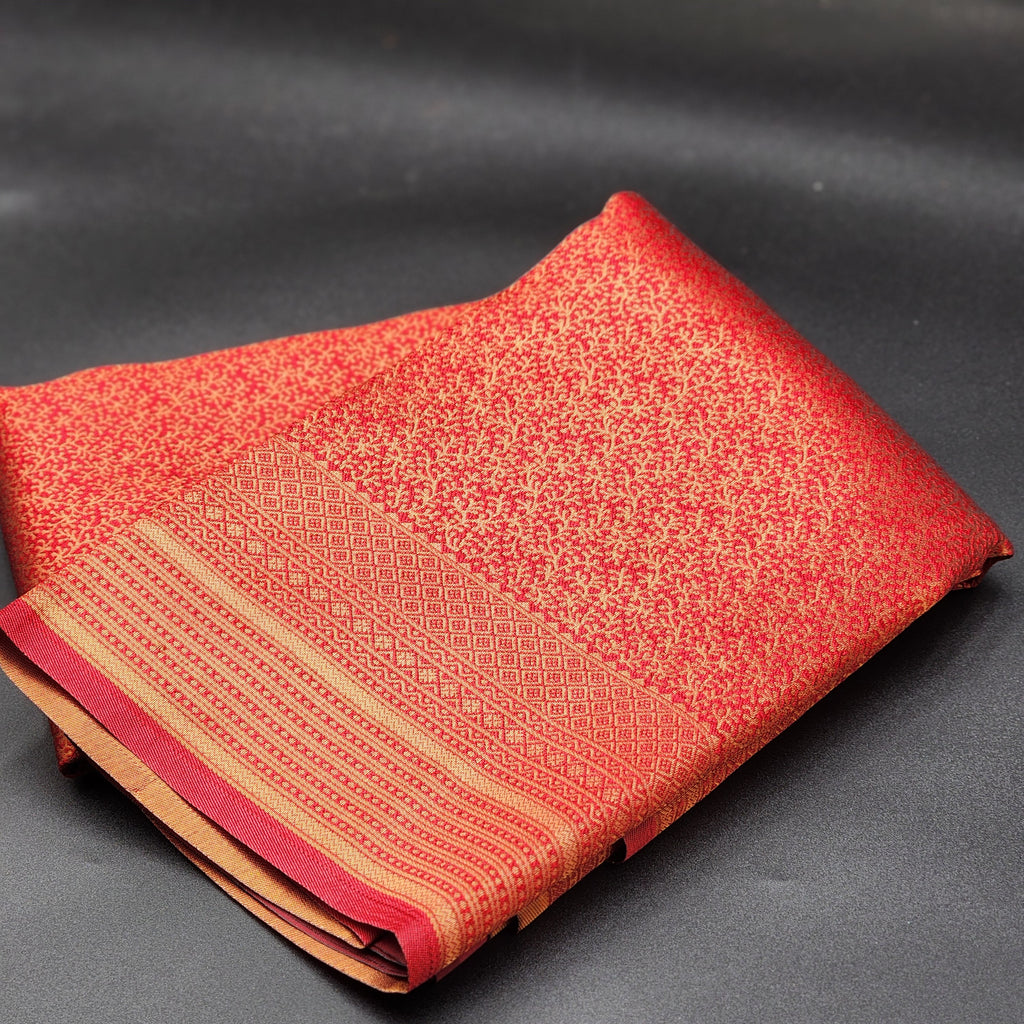 Brocade saree- red with border -1140 Eljoys Fashion