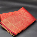 Brocade saree- red with border -1140 Eljoys Fashion