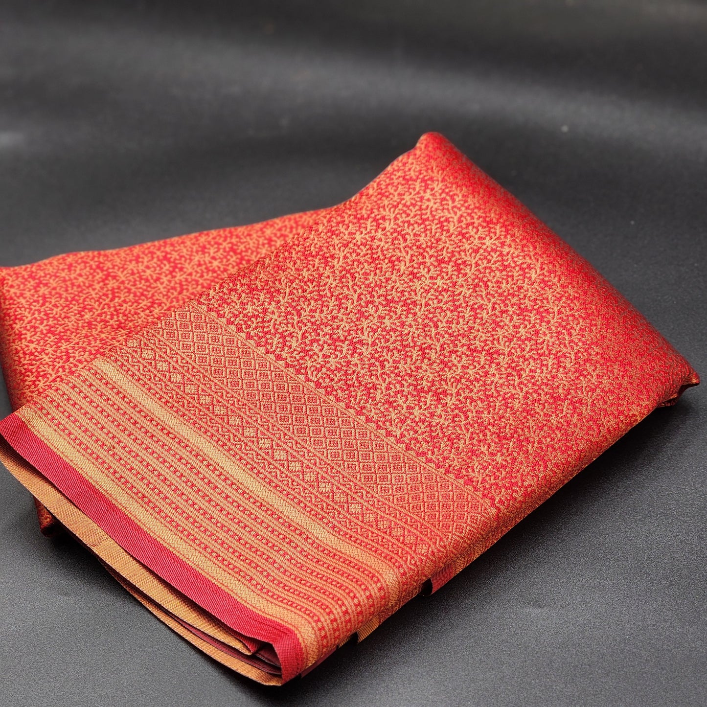 Brocade saree- red with border -1140 Eljoys Fashion