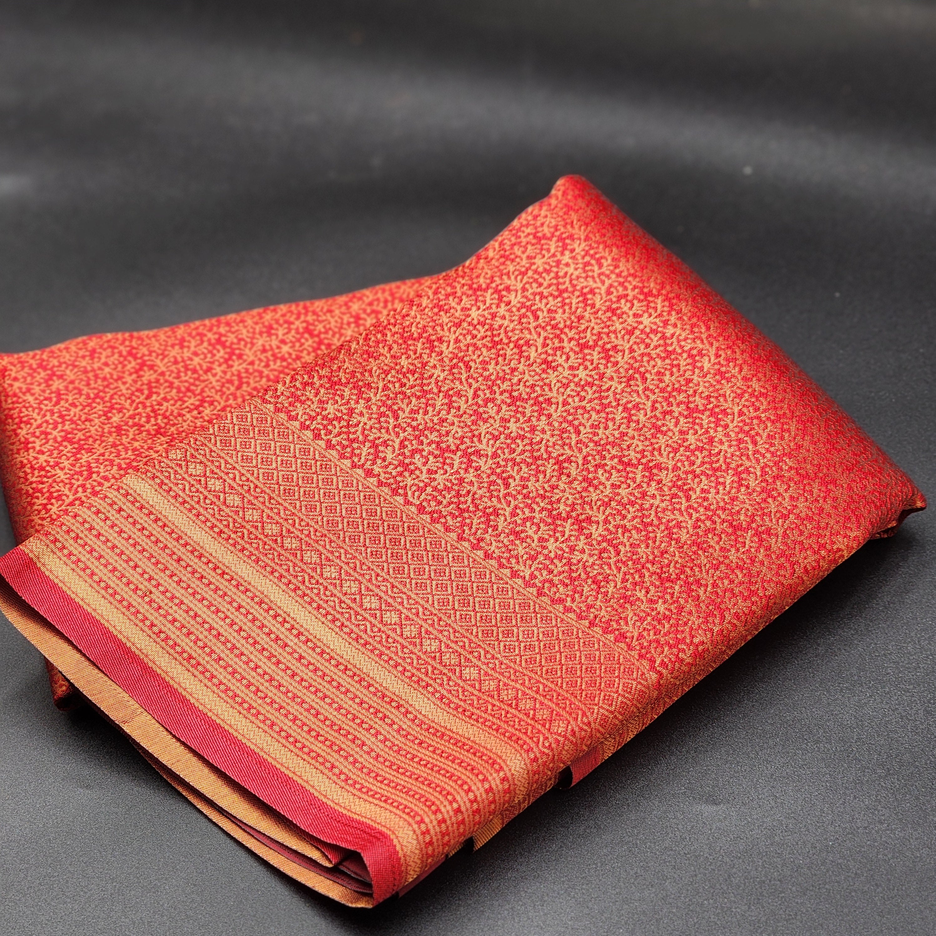 Brocade saree- red with border -1140 Eljoys Fashion