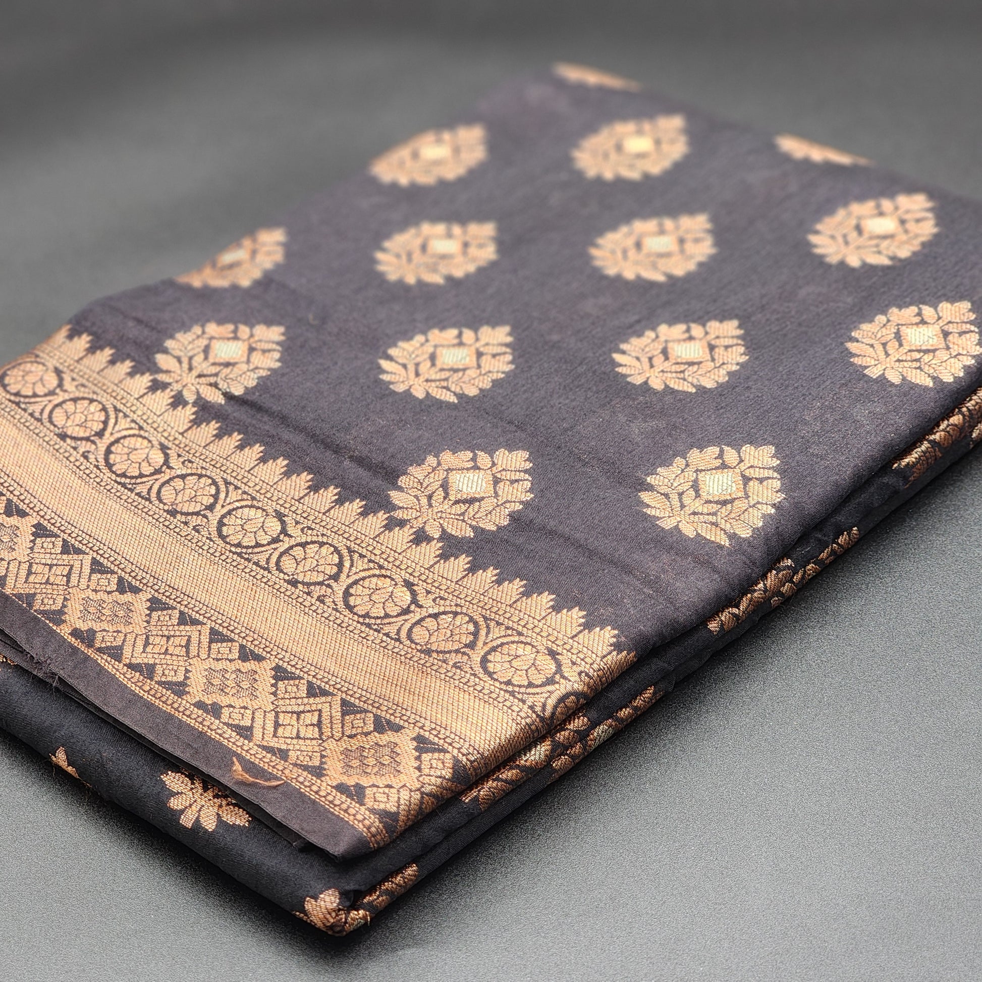 tissue silk-black with copper work saree- 1144 Eljoys Fashion
