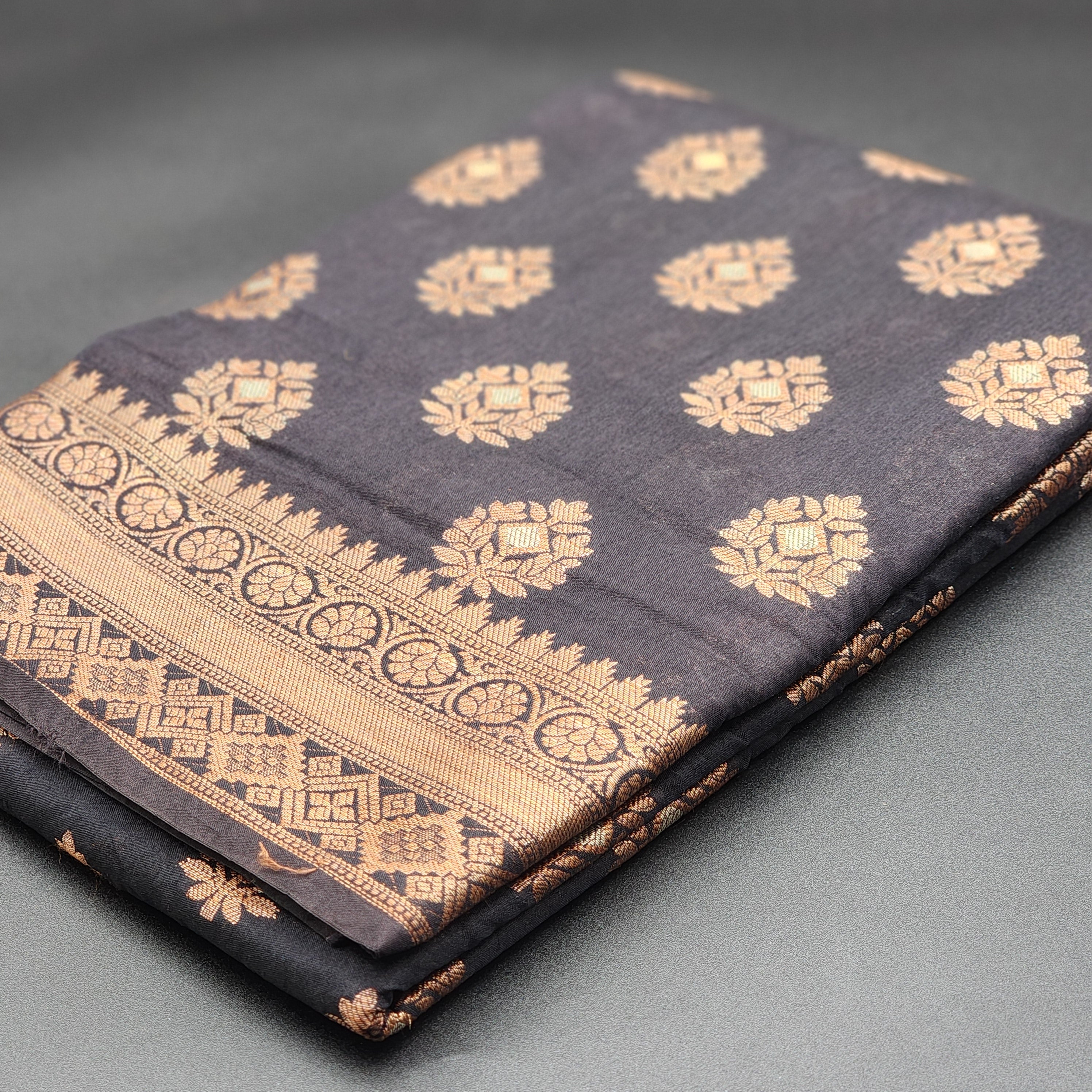 tissue silk-black with copper work saree- 1144 Eljoys Fashion