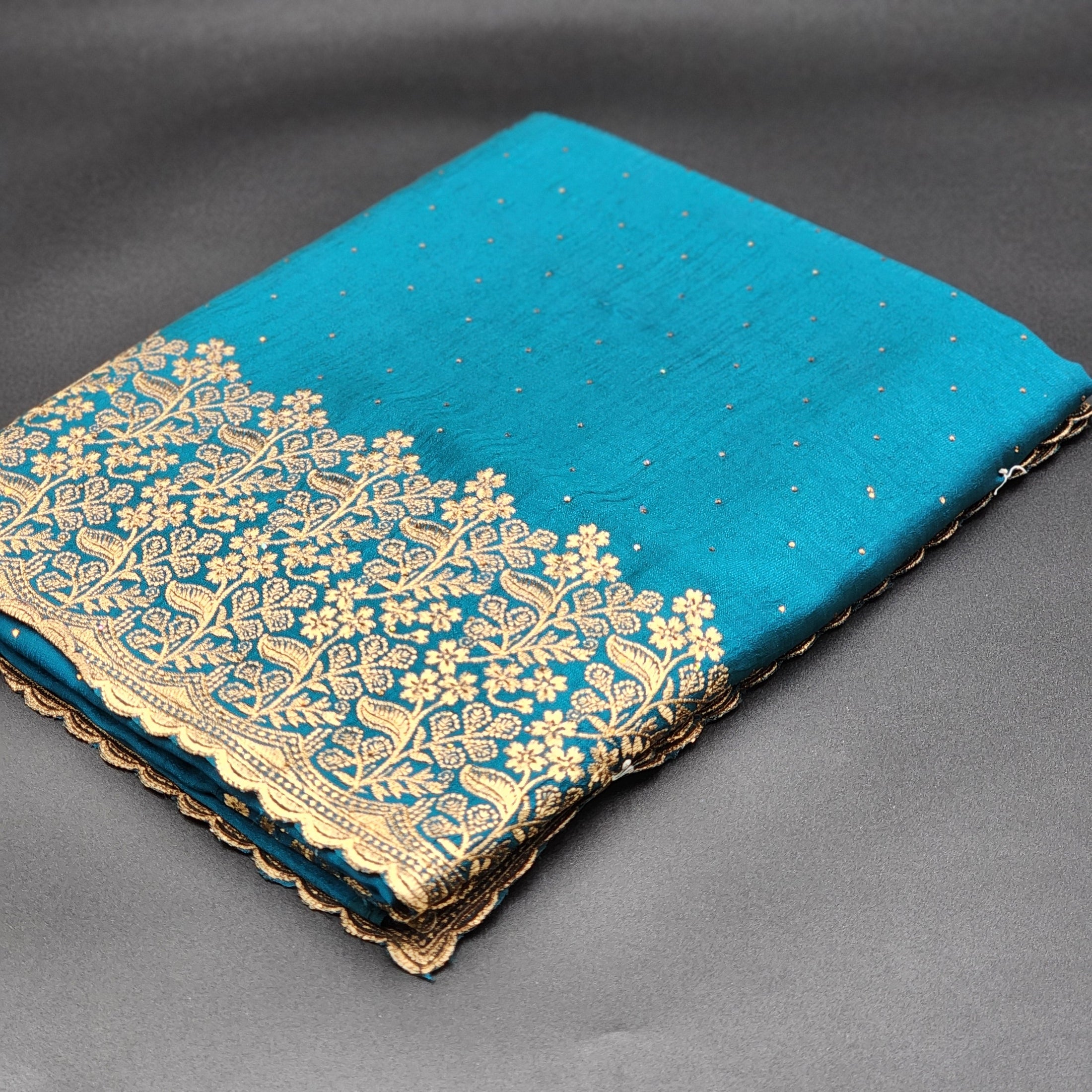 green saree with golden embroidery- 1146 Eljoys Fashion