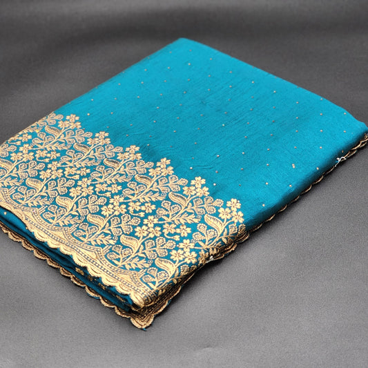 green saree with golden embroidery- 1146 Eljoys Fashion