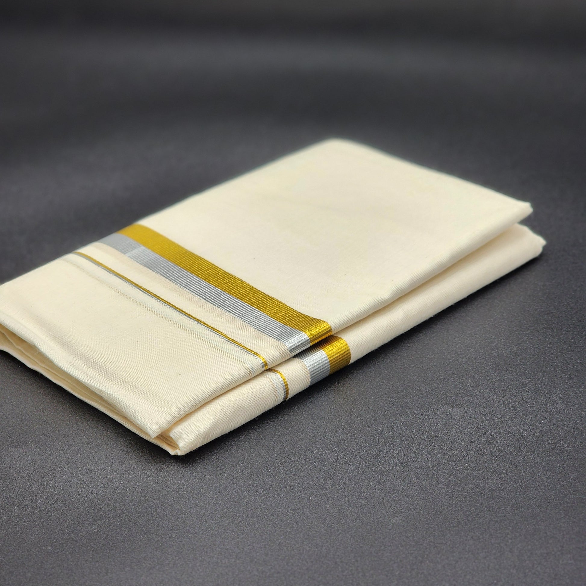 Dhoti Mundu Kerala style Multi Royal gold and Silver medium border Eljoys Fashion