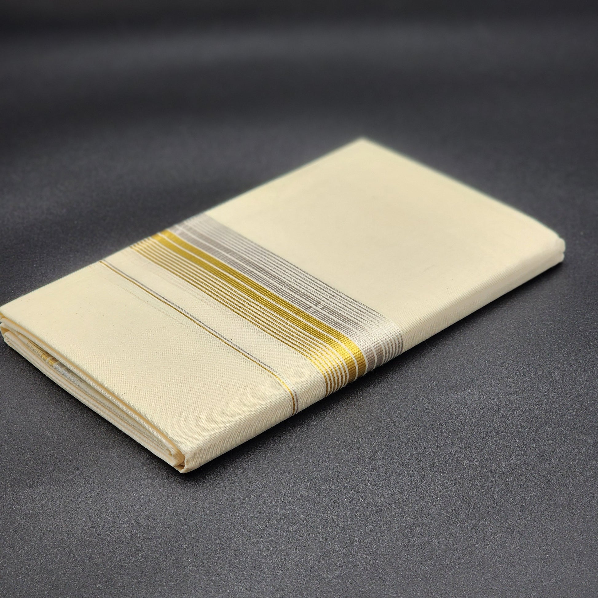 Dhoti Mundu Kerala style Multi Gold line and Silver Border Eljoys Fashion