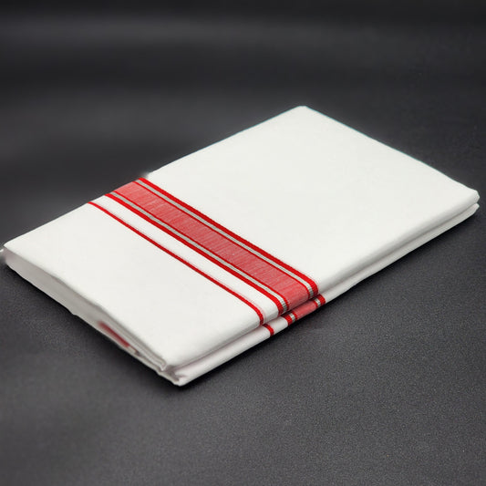 Ramraj Cotton Dhoti Red border Eljoys Fashion