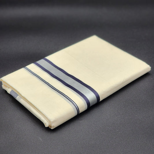 Dhoti Mundu South Indian traditional style with Black and silver border Eljoys Fashion