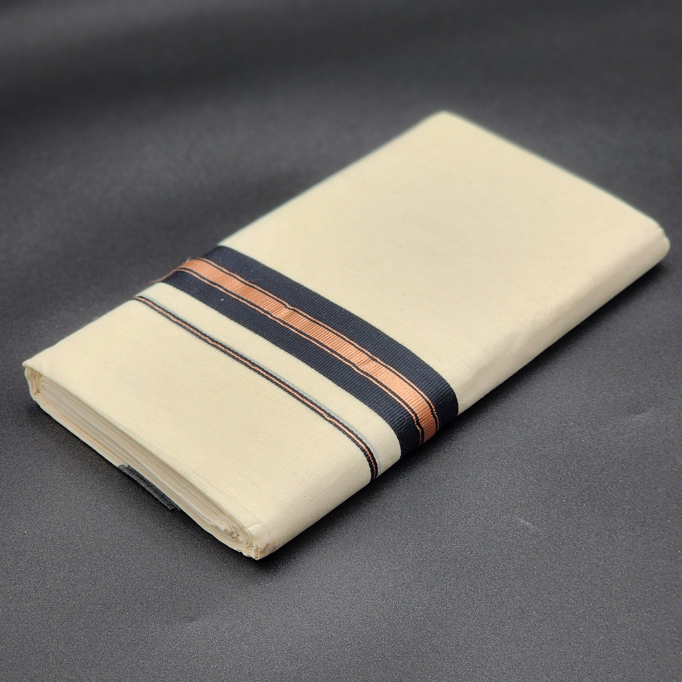 Dhoti Black and copper Border Eljoys Fashion