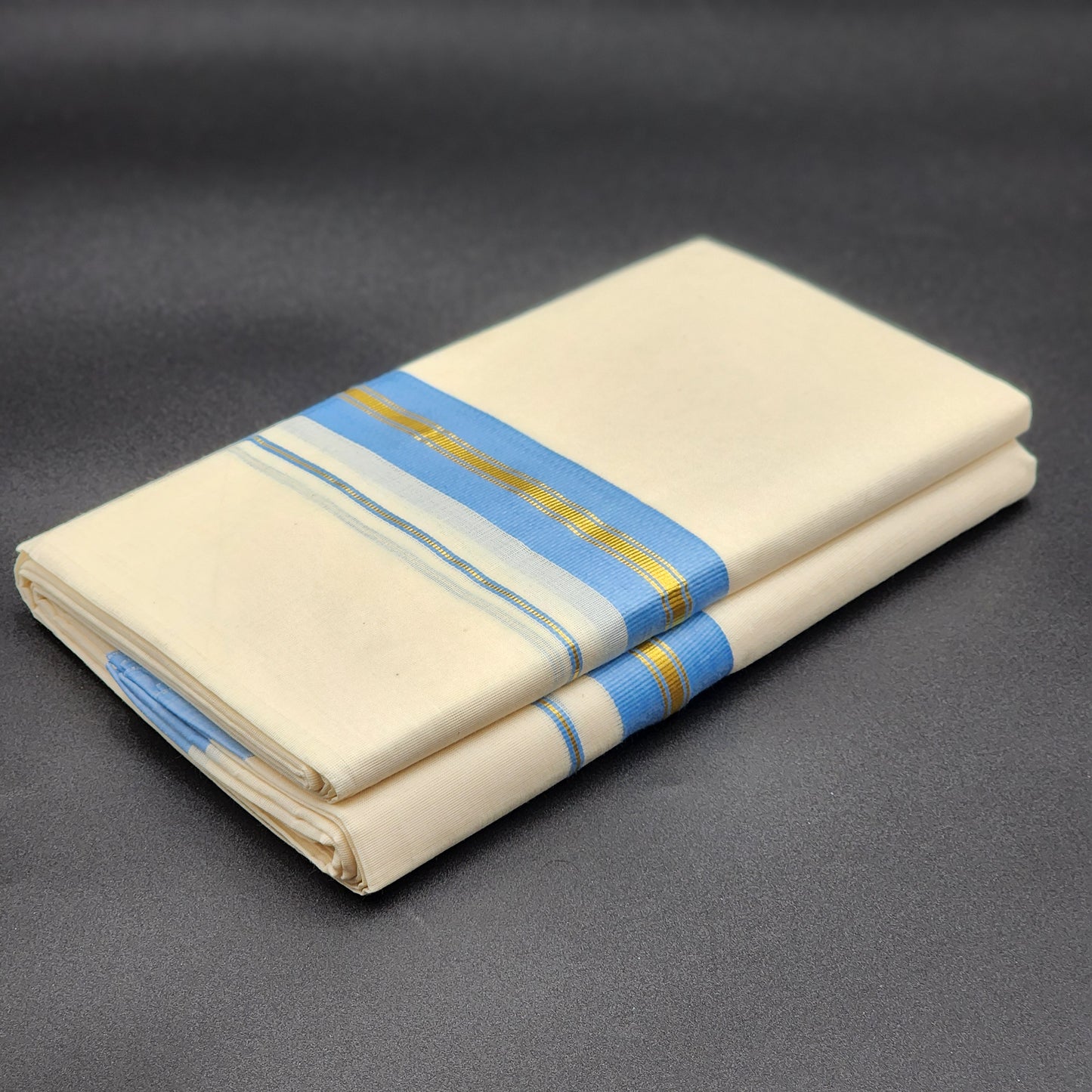 Dhoti in Sky blue and Gold border Eljoys Fashion